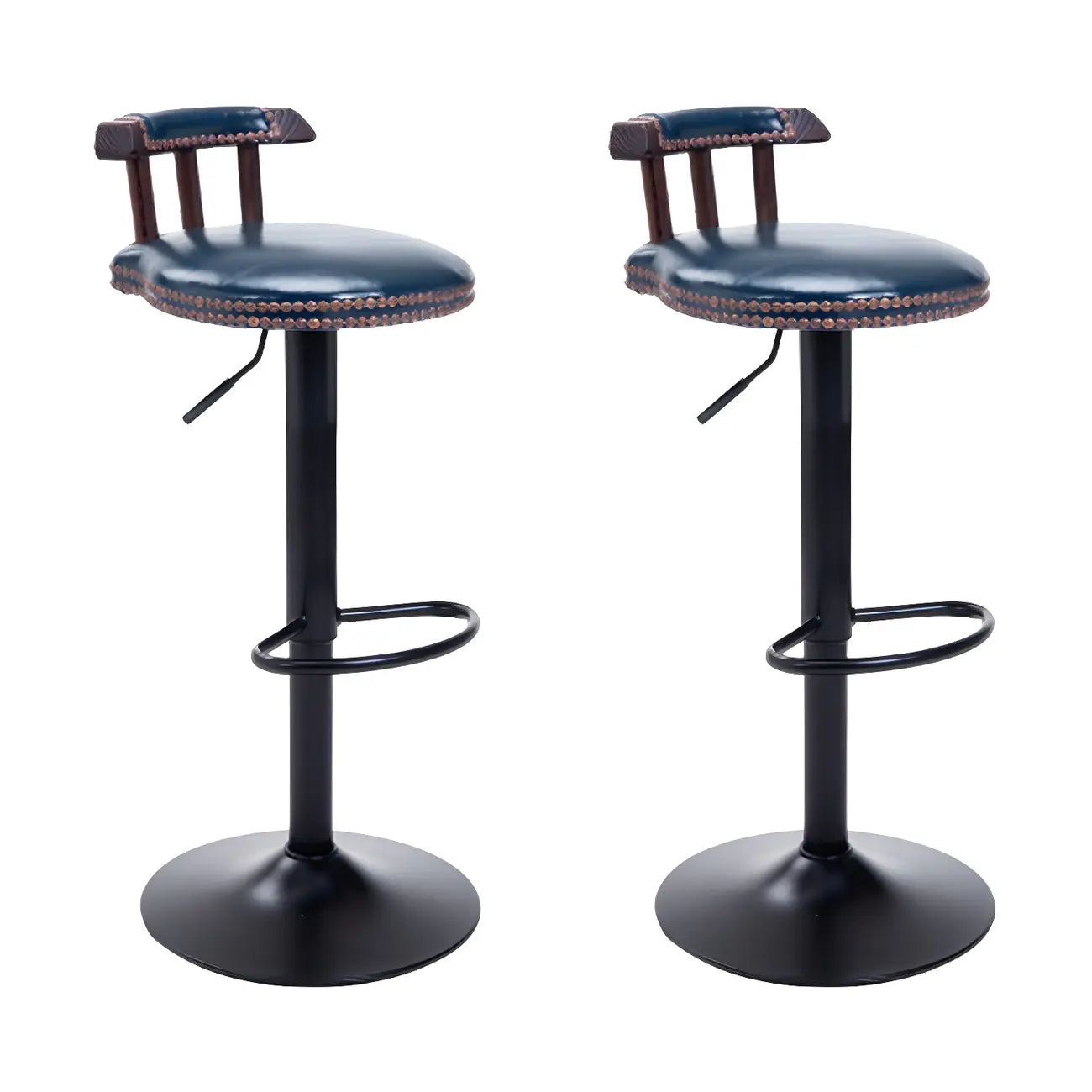 Tabourets de bar ronds en cuir de style industriel, réglables
