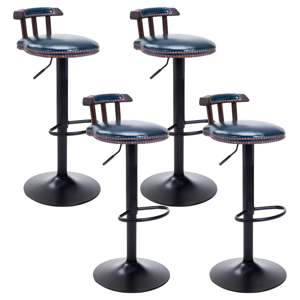 Tabourets de bar ronds en cuir de style industriel, réglables