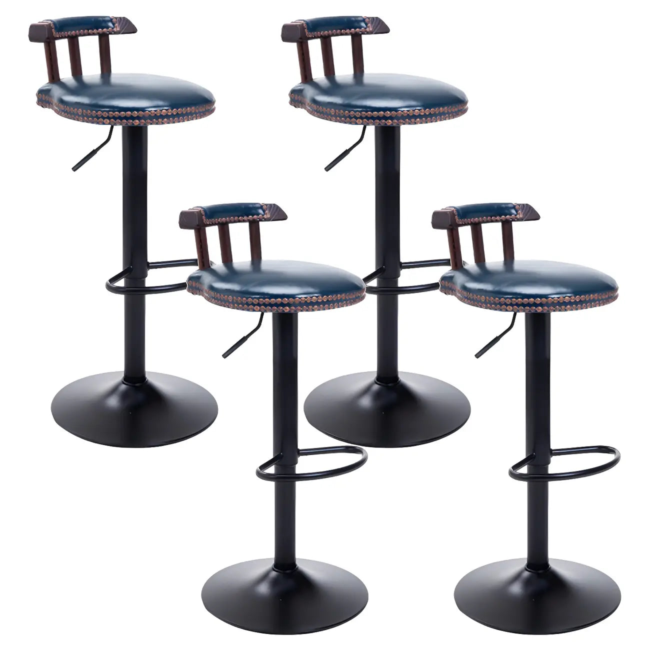 Tabourets de bar ronds en cuir de style industriel, réglables