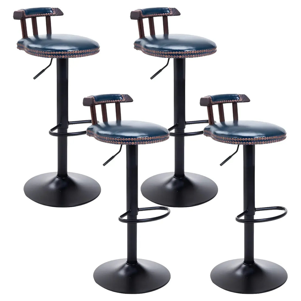 Tabourets de bar ronds en cuir de style industriel, réglables