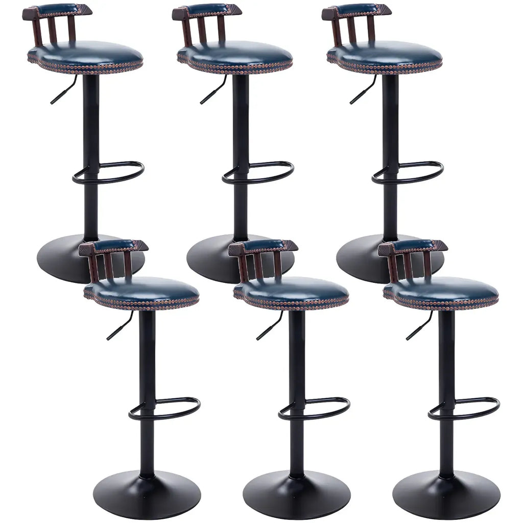 Tabourets de bar ronds en cuir de style industriel, réglables