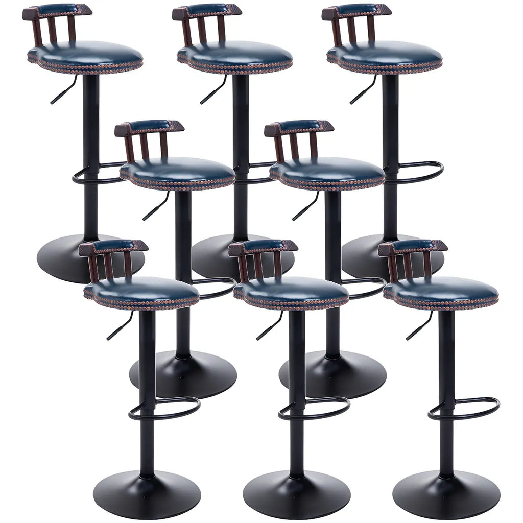 Tabourets de bar ronds en cuir de style industriel, réglables