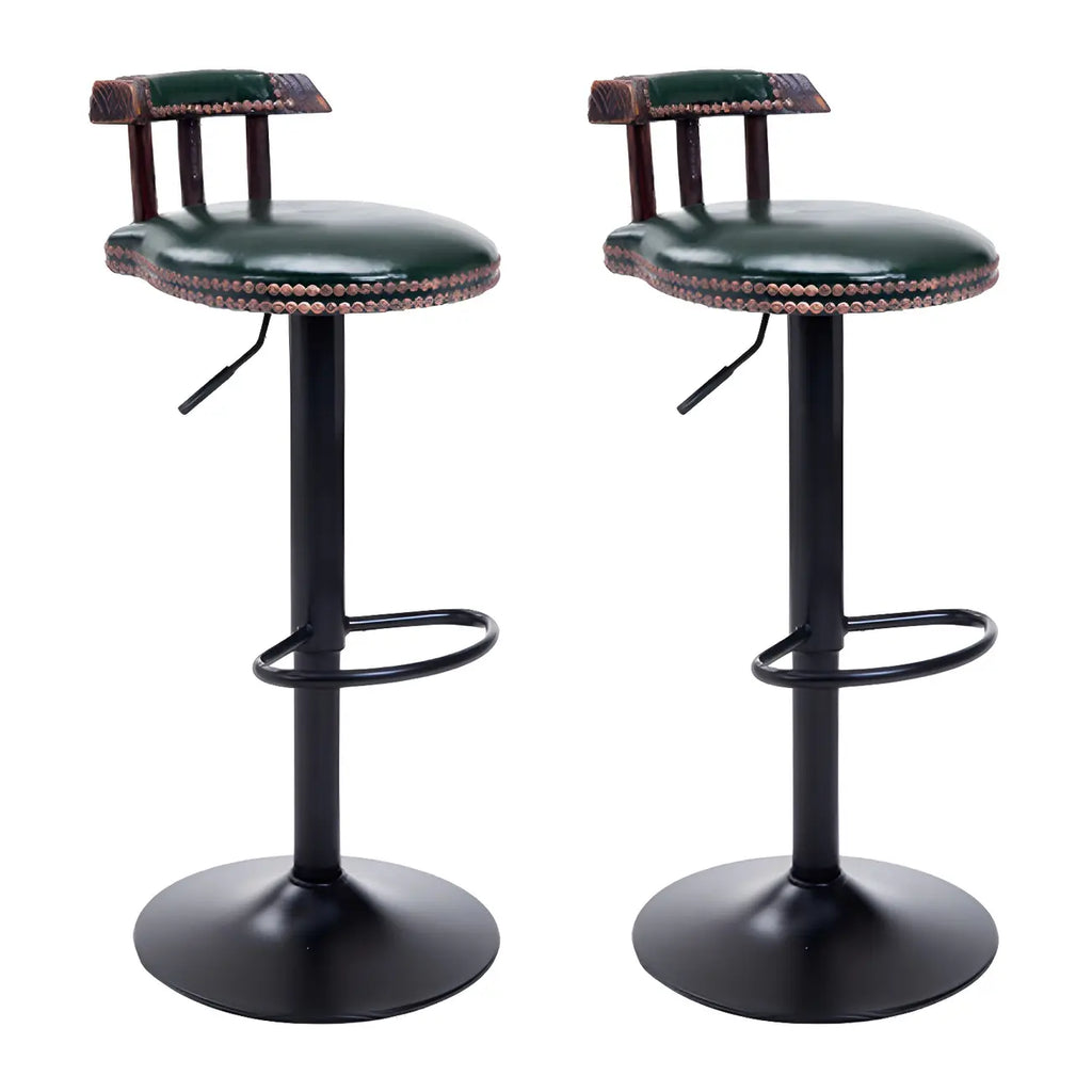 Tabourets de bar ronds en cuir de style industriel, réglables