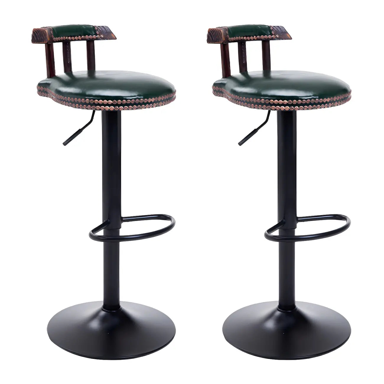 Tabourets de bar ronds en cuir de style industriel, réglables