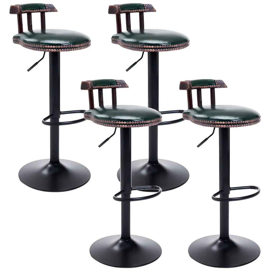 Tabourets de bar ronds en cuir de style industriel, réglables
