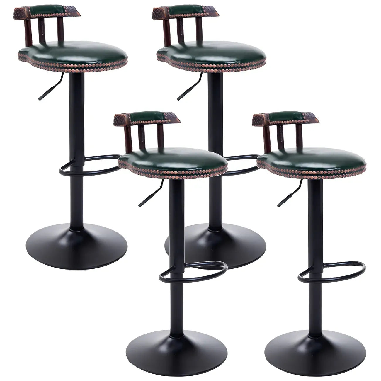 Tabourets de bar ronds en cuir de style industriel, réglables