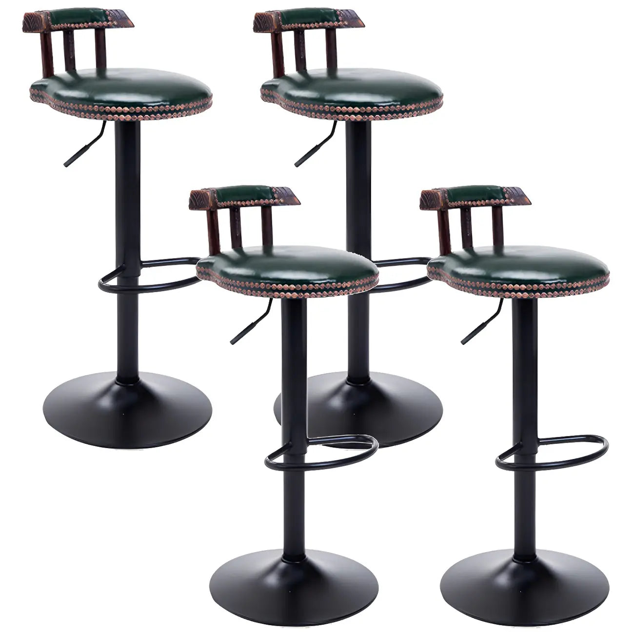 Tabourets de bar ronds en cuir de style industriel, réglables