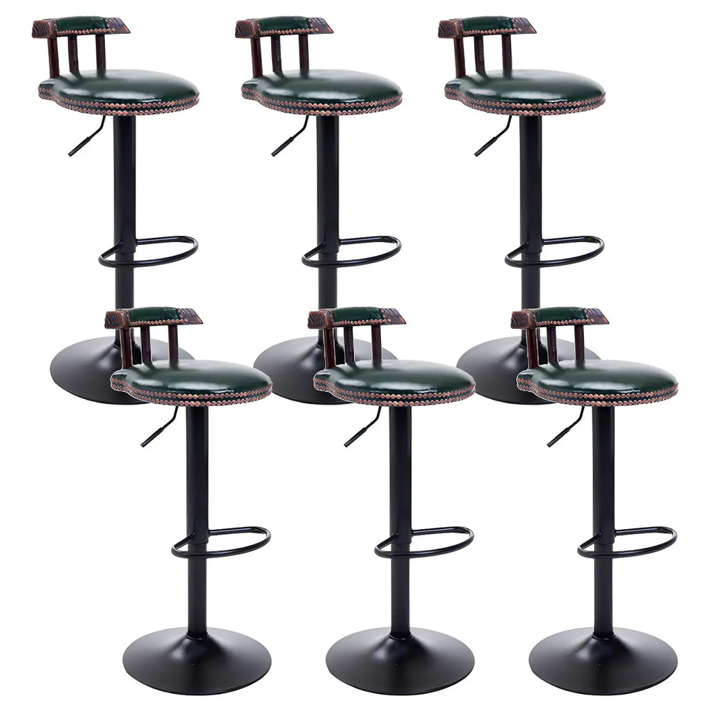 Tabourets de bar ronds en cuir de style industriel, réglables