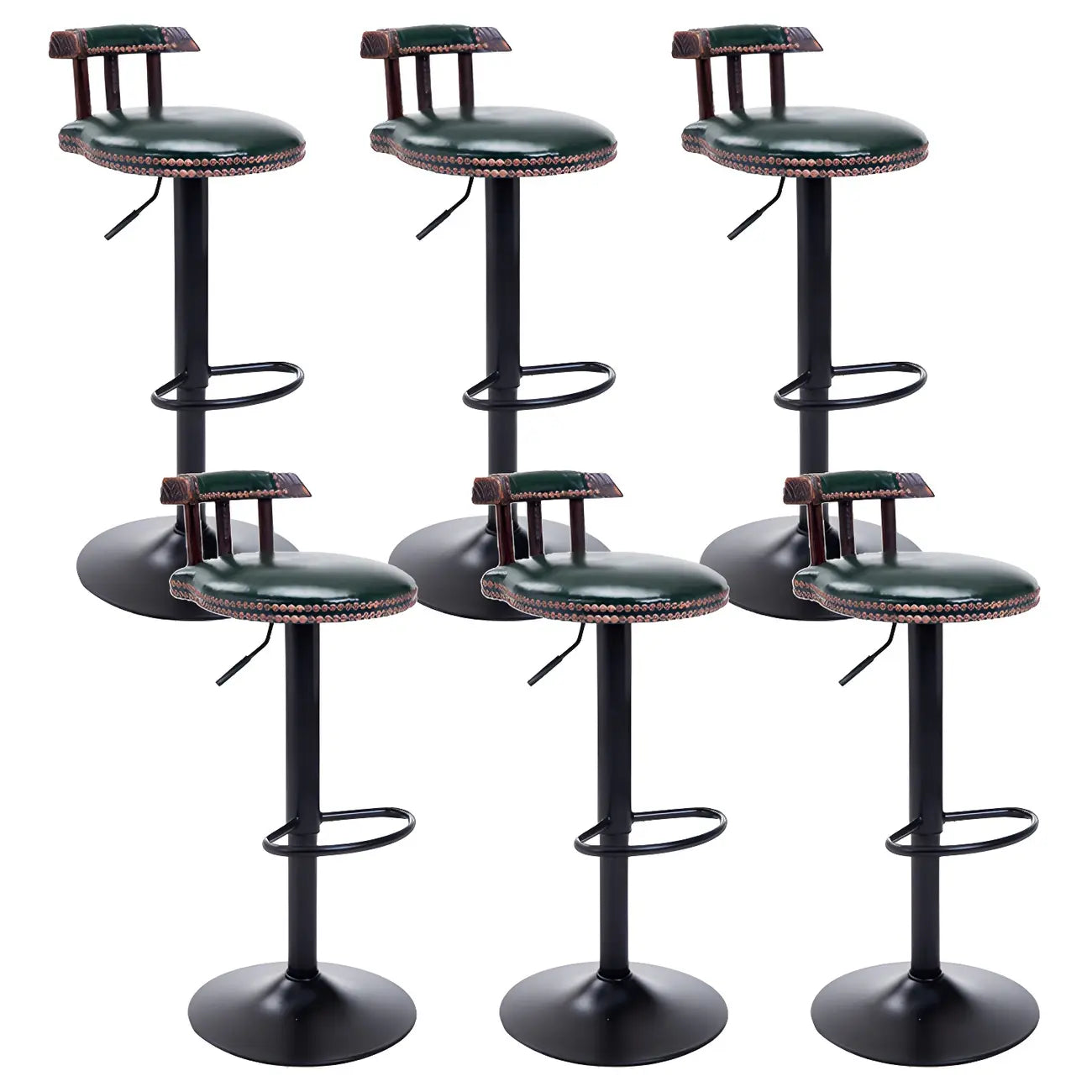 Tabourets de bar ronds en cuir de style industriel, réglables