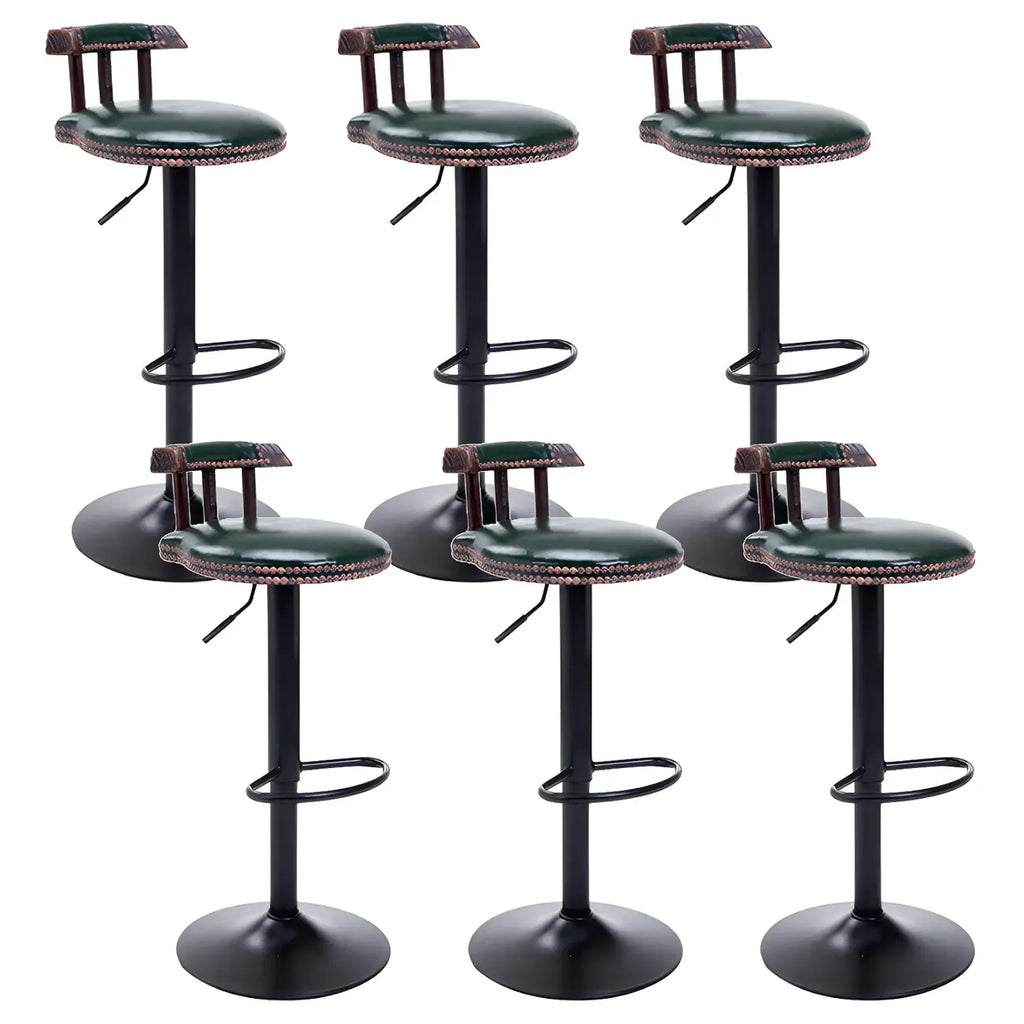 Tabourets de bar ronds en cuir de style industriel, réglables