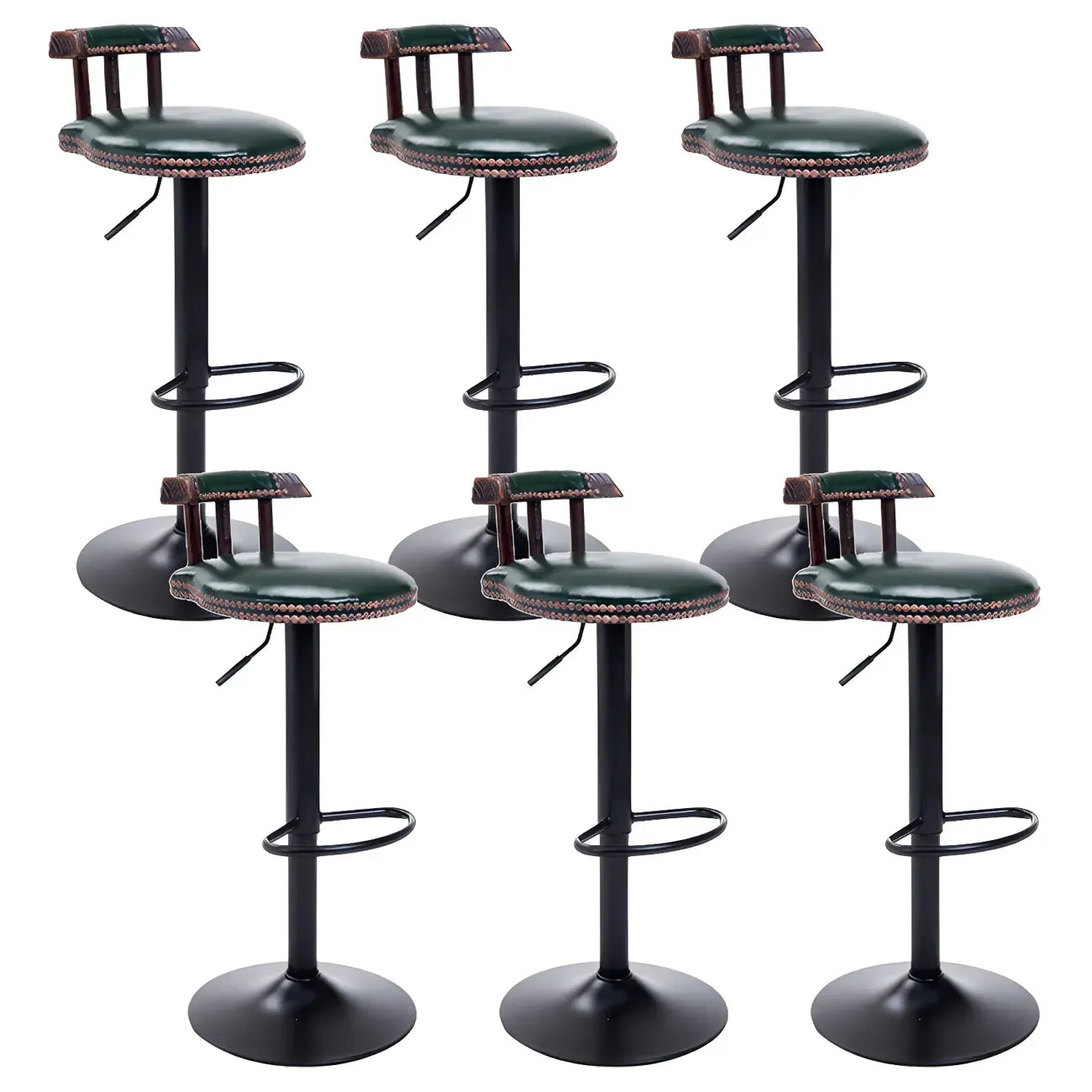 Tabourets de bar ronds en cuir de style industriel, réglables