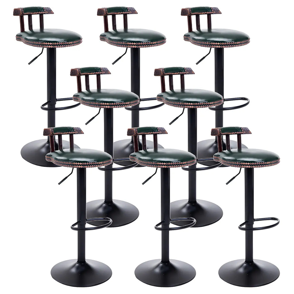Tabourets de bar ronds en cuir de style industriel, réglables