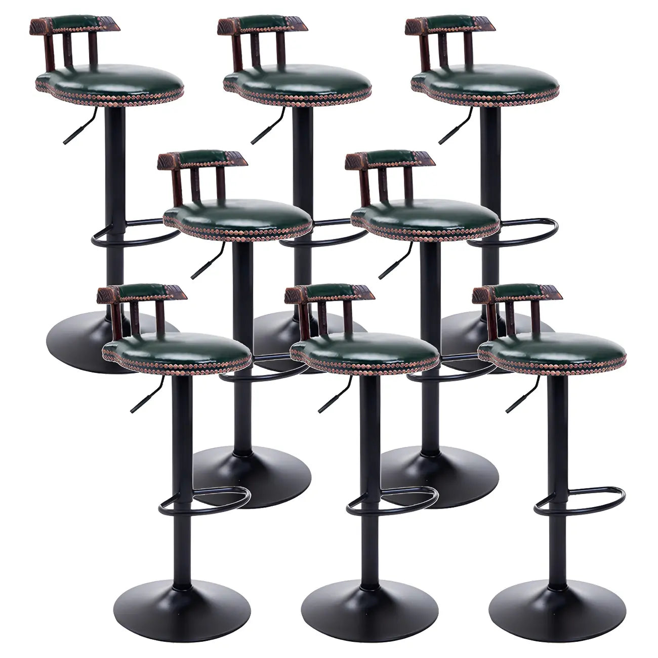 Tabourets de bar ronds en cuir de style industriel, réglables