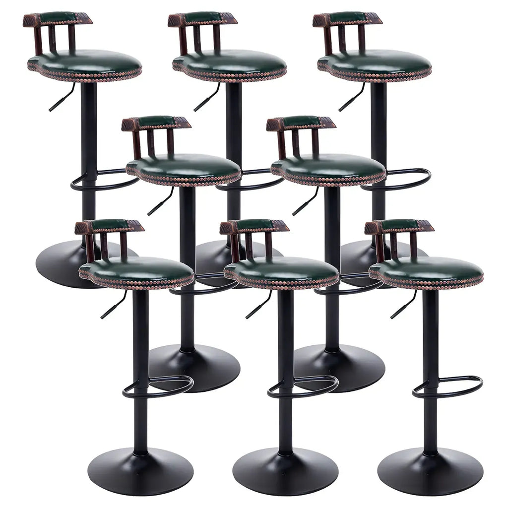 Tabourets de bar ronds en cuir de style industriel, réglables