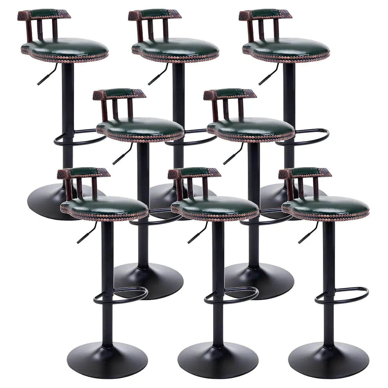 Tabourets de bar ronds en cuir de style industriel, réglables