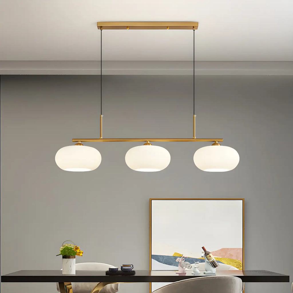 Suspension contemporaine en verre dépoli pour îlot central