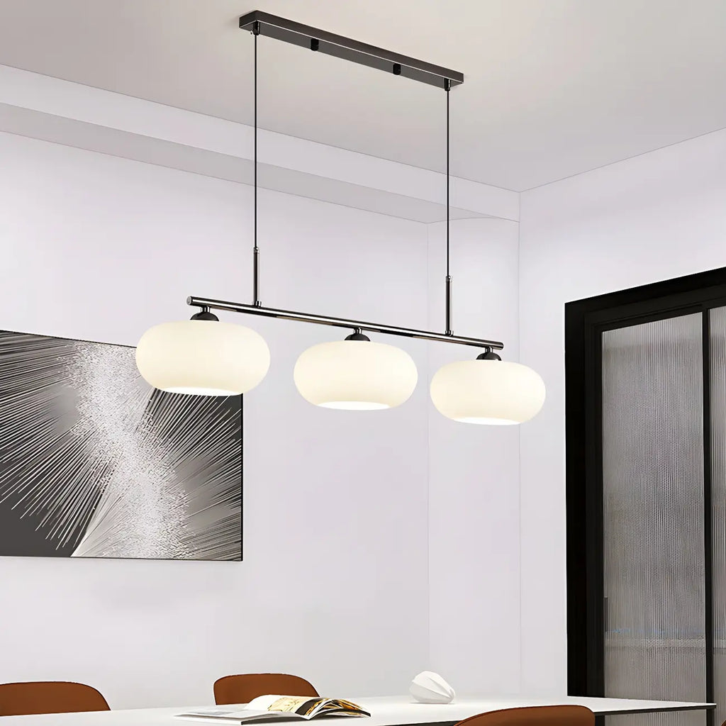 Suspension contemporaine en verre dépoli pour îlot central