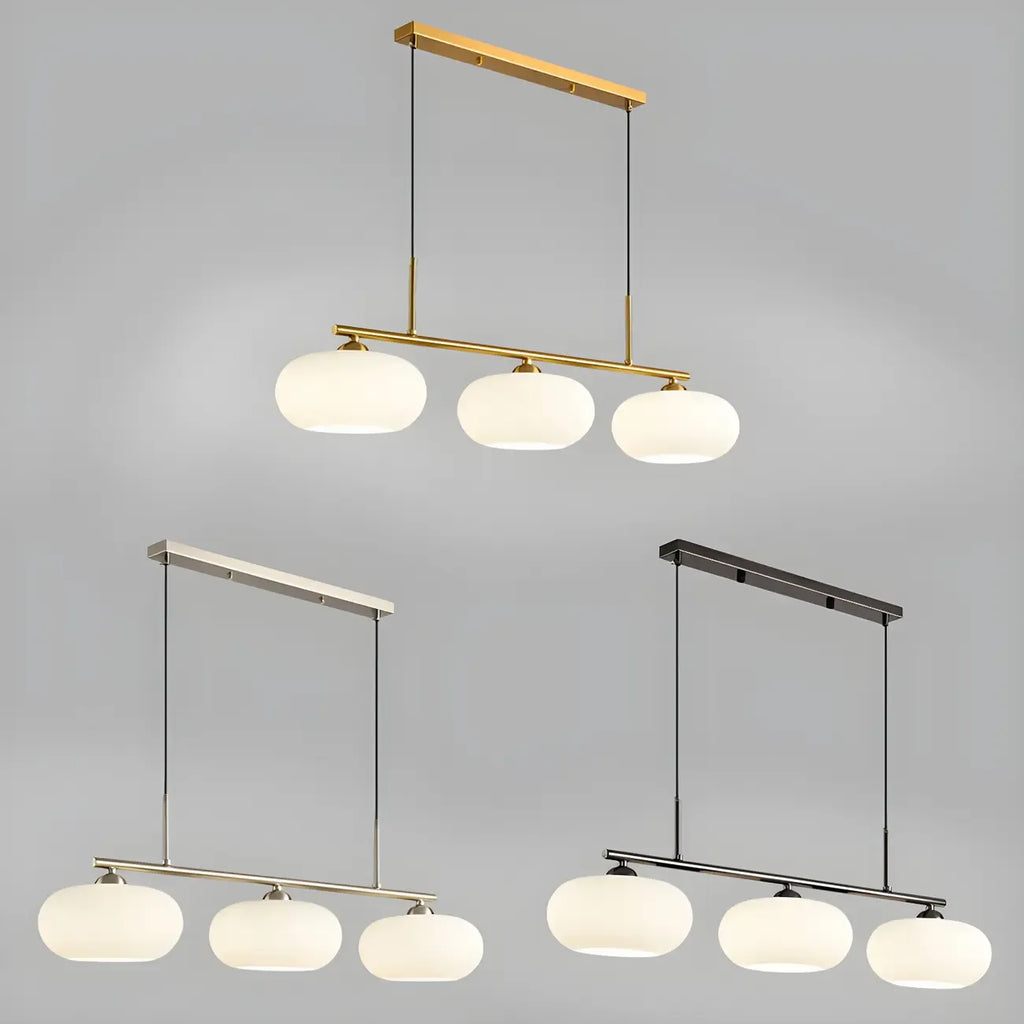 Suspension contemporaine en verre dépoli pour îlot central