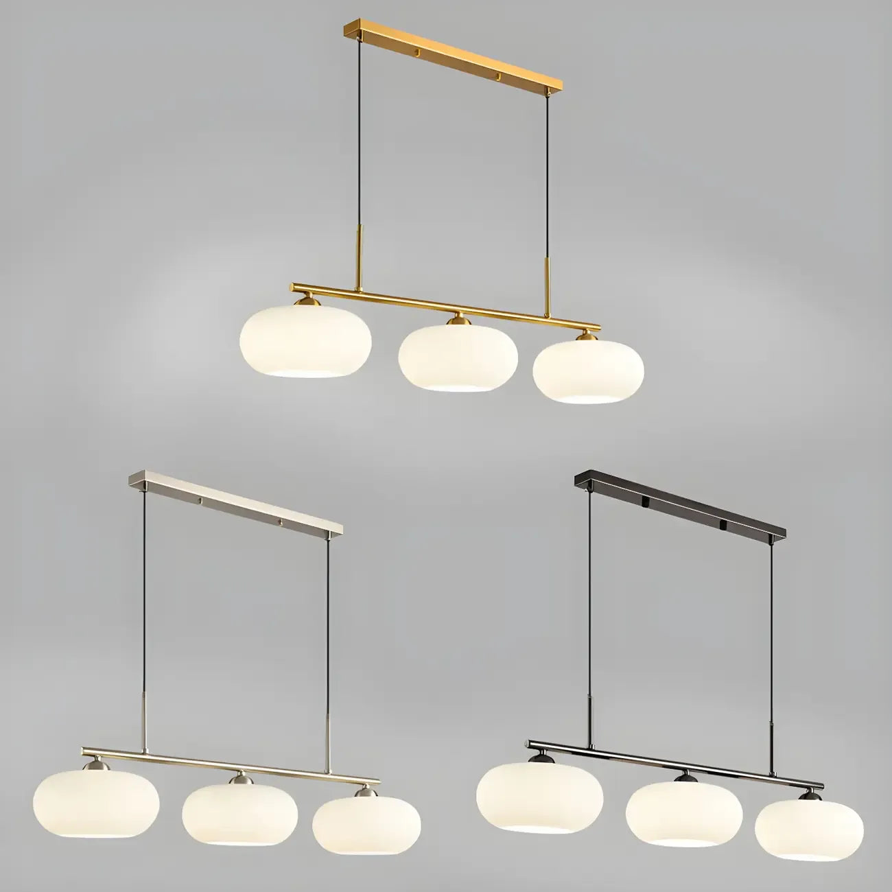Suspension contemporaine en verre dépoli pour îlot central