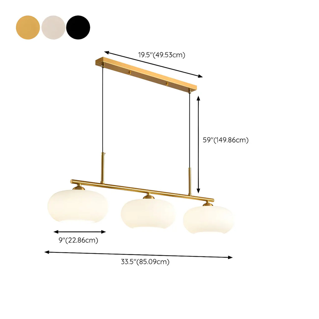 Suspension contemporaine en verre dépoli pour îlot central