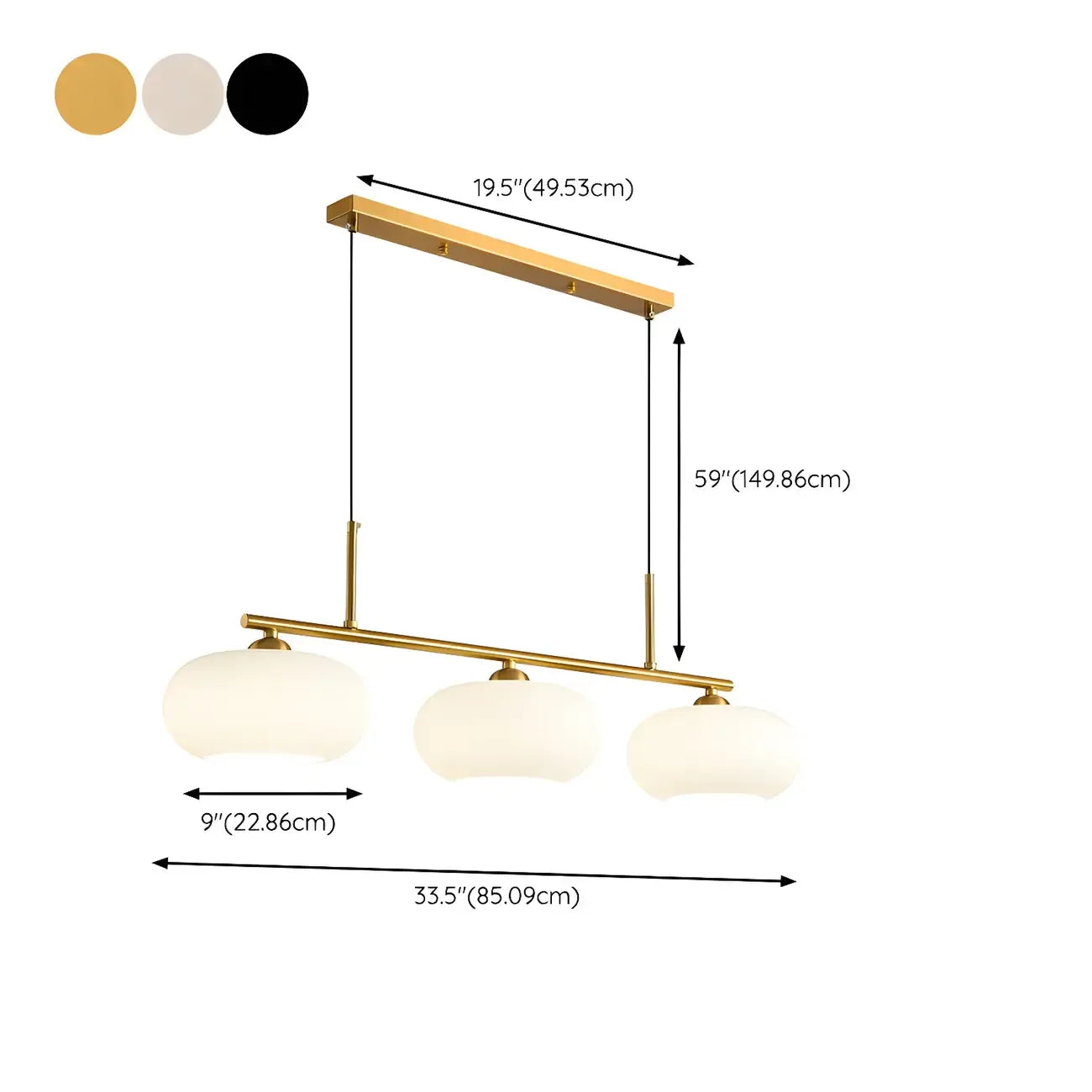 Suspension contemporaine en verre dépoli pour îlot central