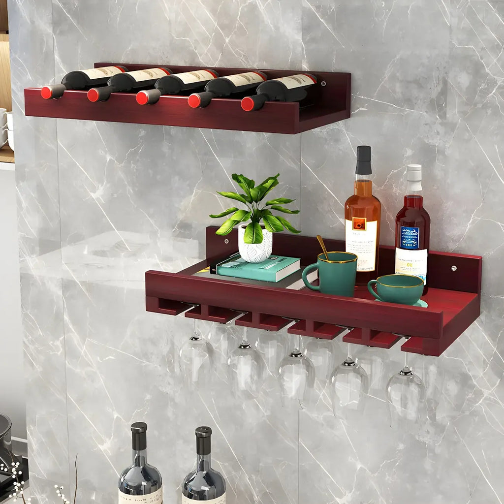 Étagère à vin murale en bois de style industriel