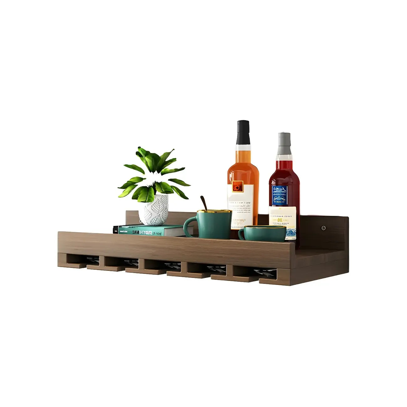 Étagère à vin murale en bois de style industriel