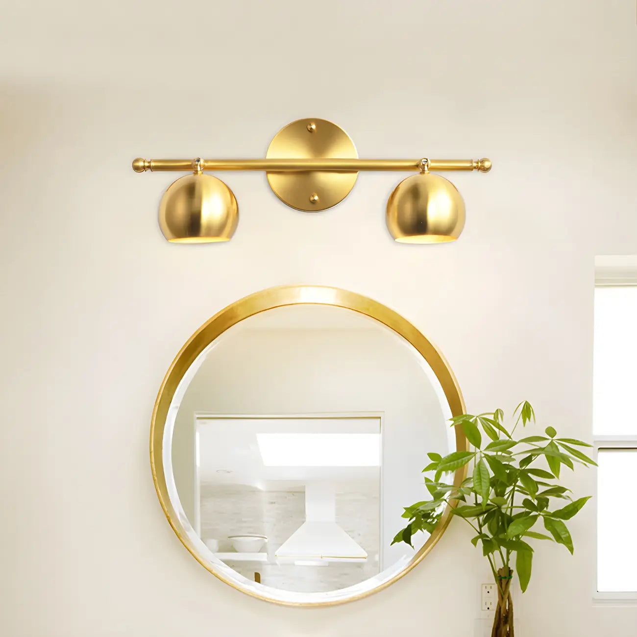 Applique murale moderne en laiton doré avec dôme pour salle de bain