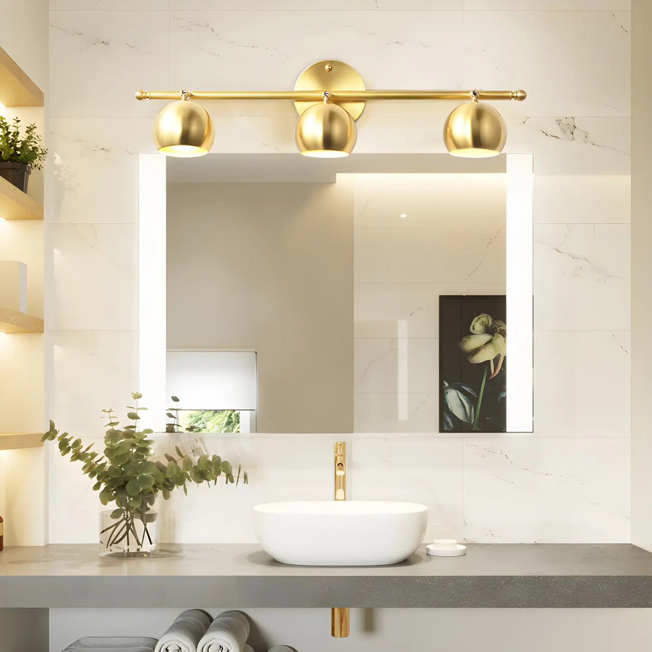 Applique murale moderne en laiton doré avec dôme pour salle de bain