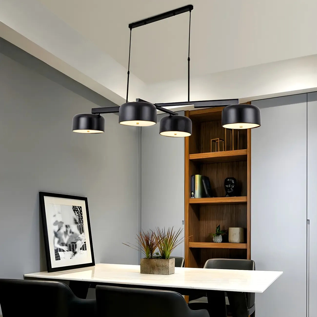 Lampadario a cilindro a 4 luci minimalista con struttura in metallo
