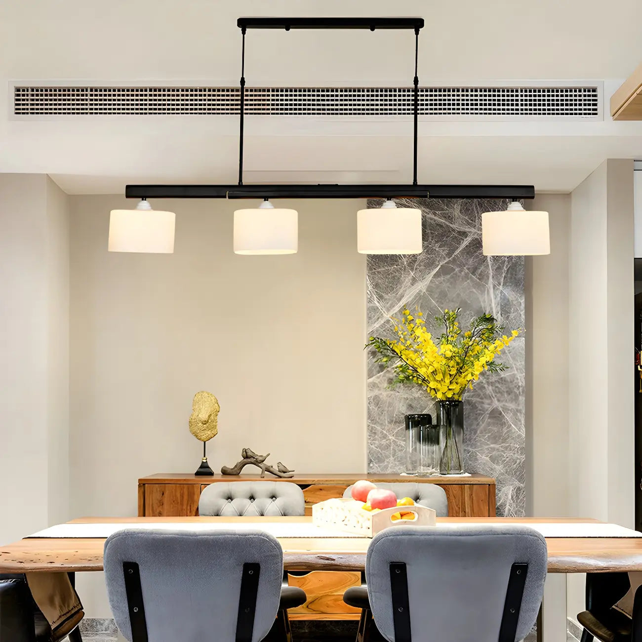 Lampadario a cilindro a 4 luci minimalista con struttura in metallo