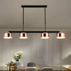 Lampadario a cilindro a 4 luci minimalista con struttura in metallo