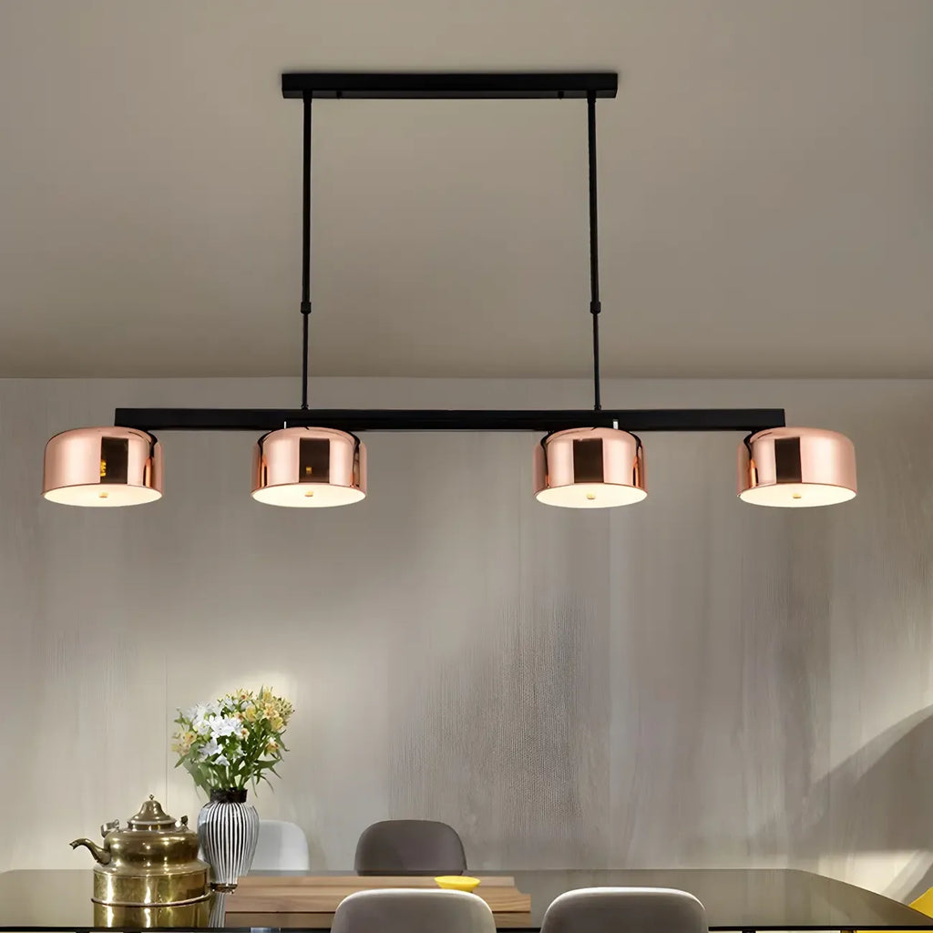 Lampadario a cilindro a 4 luci minimalista con struttura in metallo