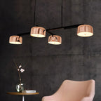 Lampadario a cilindro a 4 luci minimalista con struttura in metallo