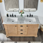 Meuble-lavabo Hervas avec plateau en marbre naturel, sans miroir.