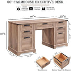 Bureau de direction style ferme, bureau en bois pour bureau à domicile, bureau d'ordinateur