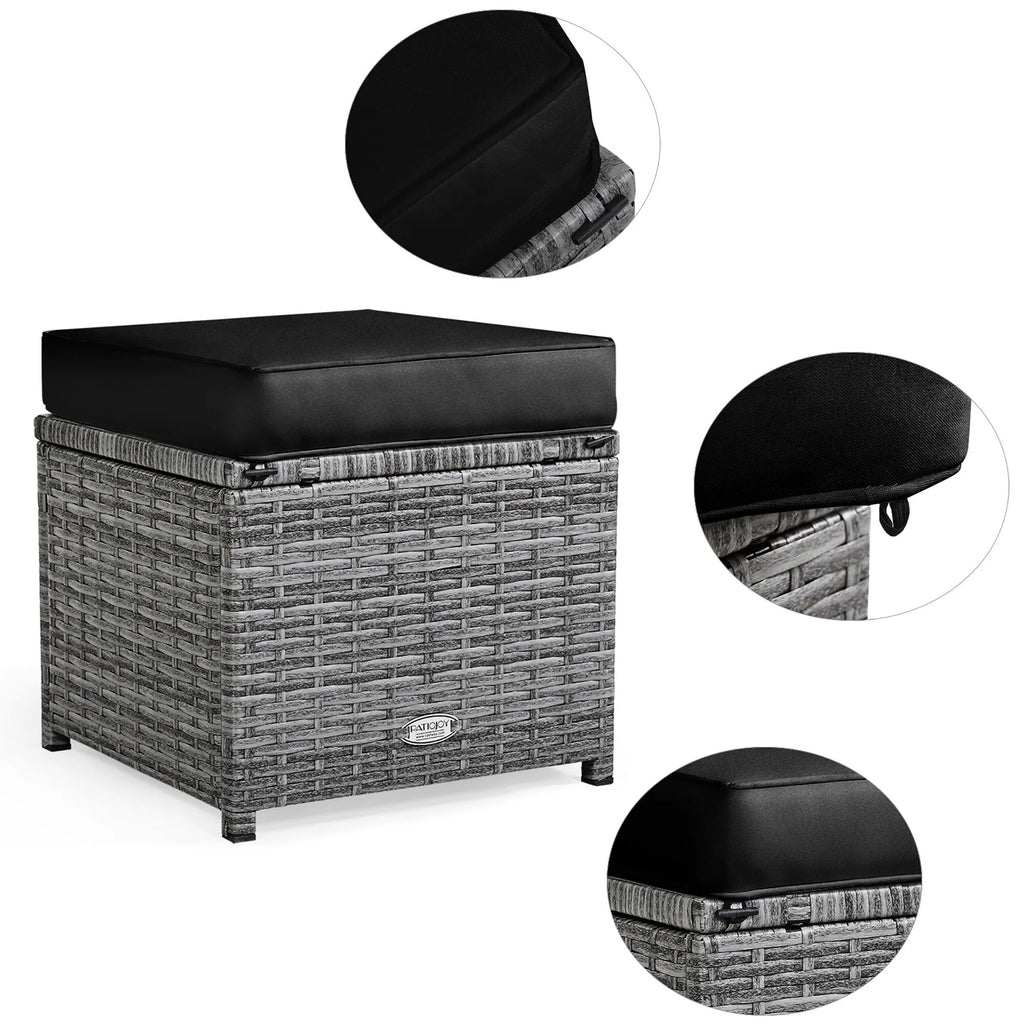 Ensemble de salle à manger Costway 7 pièces en rotin pour terrasse, canapé sectionnel et pouf - Voir détails