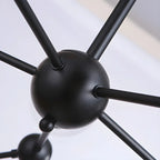 Lustre industriel moderne Sputnik en verre noir à 9-18 lumières