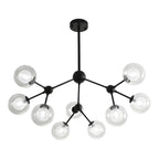 Lustre industriel moderne Sputnik en verre noir à 9-18 lumières