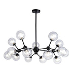 Lustre industriel moderne Sputnik en verre noir à 9-18 lumières