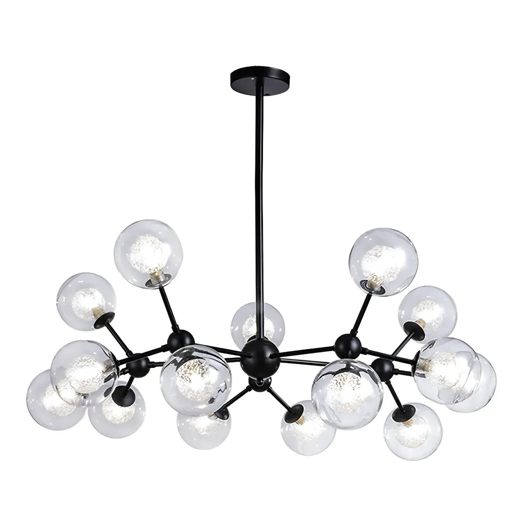 Lustre industriel moderne Sputnik en verre noir à 9-18 lumières