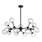 Lustre industriel moderne Sputnik en verre noir à 9-18 lumières