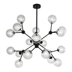 Lustre industriel moderne Sputnik en verre noir à 9-18 lumières