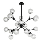 Lustre industriel moderne Sputnik en verre noir à 9-18 lumières