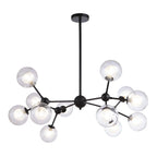 Lustre industriel moderne Sputnik en verre noir à 9-18 lumières