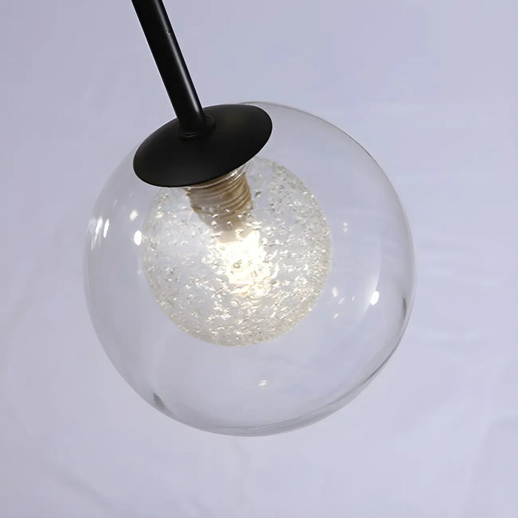Lustre industriel moderne Sputnik en verre noir à 9-18 lumières