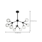Lustre industriel moderne Sputnik en verre noir à 9-18 lumières