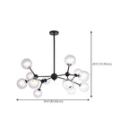 Lustre industriel moderne Sputnik en verre noir à 9-18 lumières