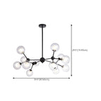 Lustre industriel moderne Sputnik en verre noir à 9-18 lumières