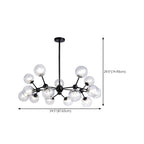 Lustre industriel moderne Sputnik en verre noir à 9-18 lumières